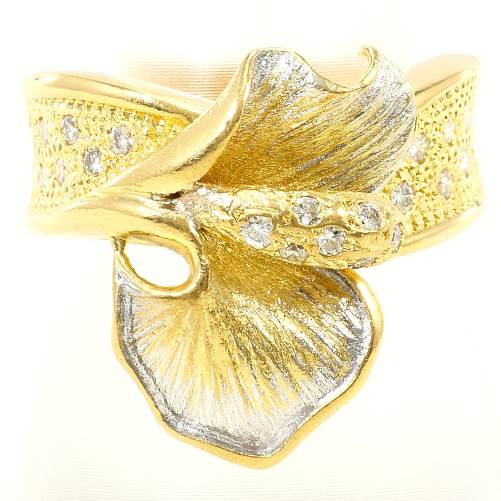 18K (18-karat) Yellow Gold Ring with 0.31ct Diamond, Certificate of Authentic...